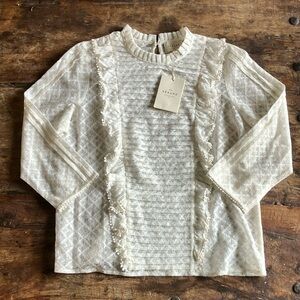 NWT Sezane Emma Blouse Ecru 10